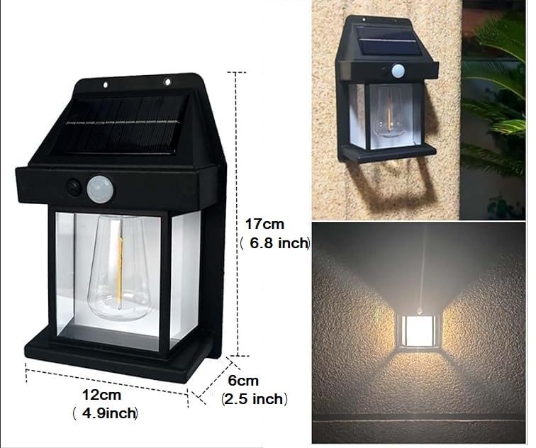 Solar Motion Sensor Lantern Style LED Wall Lamp 💡 Outdoor Festive Decoration