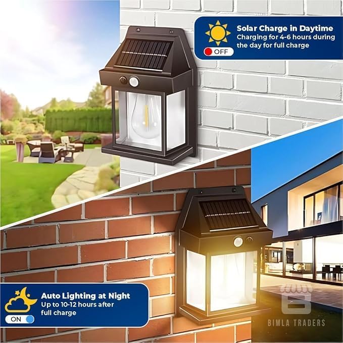 Solar Motion Sensor Lantern Style LED Wall Lamp 💡 Outdoor Festive Decoration
