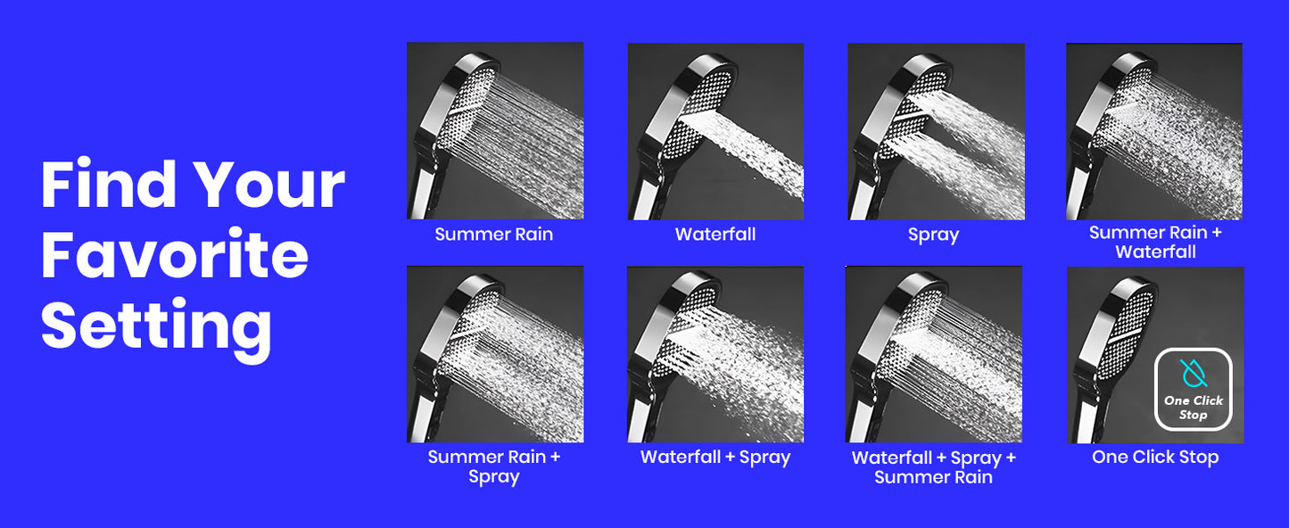🚿 Spa-Like Premium 7 Spray Modes Handheld Shower| High Pressure + Water-Saving 💧