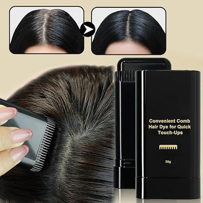 Instant Hair Color Stick & Comb (BLACK) – Covers Gray Hair in Seconds (20g)