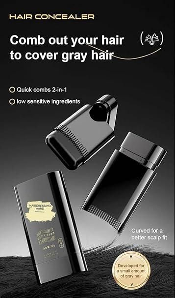 Instant Hair Color Stick & Comb (BLACK) – Covers Gray Hair in Seconds (20g)