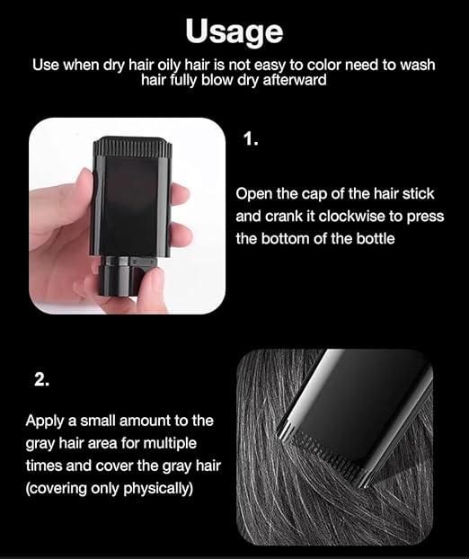 Instant Hair Color Stick & Comb (BLACK) – Covers Gray Hair in Seconds (20g)