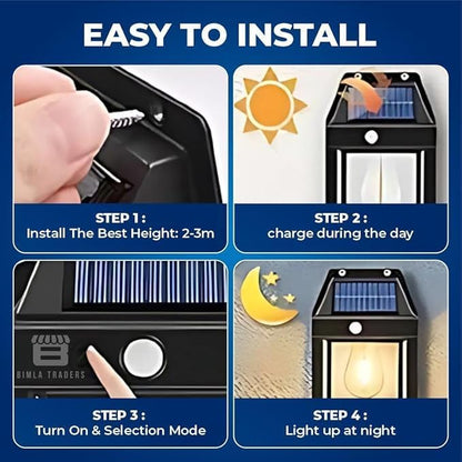 Solar Motion Sensor Lantern Style LED Wall Lamp 💡 Outdoor Festive Decoration