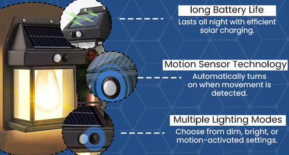 Solar Motion Sensor Lantern Style LED Wall Lamp 💡 Outdoor Festive Decoration